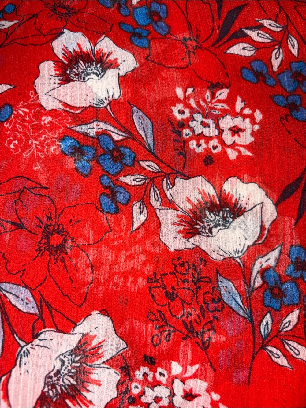 Kut from the Kloth Chiffon Floral V-Neck Blouse L Red - Picture 6 of 10
